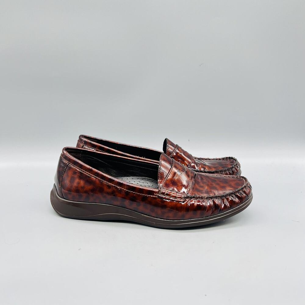 Cole Haan Shoes Womens 7.5 Brown Tortoise Patent Leather Penny Loafer Vtg Air